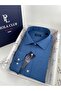 Men's Shirt Water Repellent Lycra Stain Resistant Fabric Feature Long Sleeve (Sax) - 2