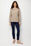Women's Crew Neck Raglan Sleeve Embroidered Wool Sweater Dark Beige - 2
