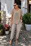 Linen Embroidered Blouse Standard 38/46 Size Matching Loose Fit Washed Non-Shrink - 2