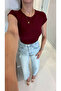 Dlvin Niss Light Burgundy Crew Neck Basic T-Shirt