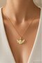 Women's Gold Color Thinking Baby Angel Eros Necklace with Wings Romantic Stylish Minimal - 5