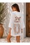 Women's Leopard Printed Hooded Beach Dress Pareo Kimono White - 2