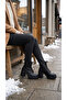 Side Zippered Lace-Up High Thick Heeled Women's Long Boots - 7
