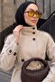 High Collar Belted Trench Coat 262155 - Bej - 2
