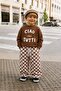 Ciao Dog Printed Checkered Boys' 2-Piece Set - Brown