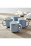 Stoneware IVY 4PCS Mug Set | 420 ML Blue Coffee Mug Set - 2