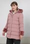 Girl's Thick Winter Fleece-Lined Hooded Coat with Fur on the Sleeves and Hood, Comfortable Long Stylish Waterproof Coat - 3