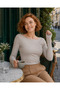 Long Sleeve Finger-Looped 100% Organic Cotton Women's Blouse Ovv-5 - 3