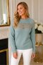 Women's Round Neck Long Sleeve Front and Back Lace Detailed Openwork Soft Comfortable Fit Mint Knitwear Sweater - 5