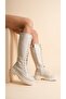 Low Heeled Zippered Below the Knee Plain Lace-Up Women's Boots - 2