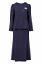 Tunic Stone Embroidered Skirted Linen Suit 4505 Navy Blue - 2