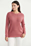 Hair Braid Motif Casual Knitwear Sweater - Coral - 4