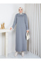 Cold Yarn Stone Collar and Lace Cuff Knitwear Dress - 4