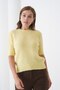 Crew Neck Glitter Hair Knit Patterned Short Sleeve Slim Fit Knitwear Blouse Aw26Bz0007