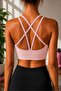 Ribbed Floral Patterned Zippered Sports Bra Bustier with Removable Pads - 2