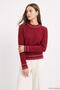 Collared Sleeve Striped Sweater 07305 Claret Red - 2