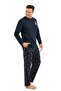 Men's Navy Blue Long Sleeve Pajama Set 3833-S - 2
