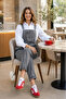 Women's Adjustable Strap Denim Gray Jumpsuit with Pocket Detail - 4