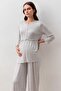 Long Sleeve Lycra Viscose Maternity Dressing Gown Pajama Set - 8