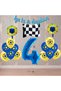 Bal10 Yellow-Navy Blue Football Fan Themed Birthday Party Set Age-4