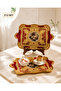 2-Piece Italian Rosewood Patterned Coffee Presentation Tray 20X30 cm Decorative Tray with Gold Handles
