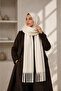 Unisex Premium Soft Boucle Scarf – Soft Textured Fringed Winter Scarf - White - 3