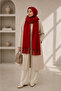 Unisex Premium Soft Boucle Scarf – Soft Textured Fringed Winter Scarf - Red - 3
