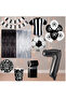 Bal10 7 Years Old Black and White Themed Fan Luxury Birthday Party Set