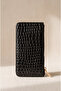 Luxury Crocodile Pattern Zippered Women's Faux Leather Card Holder Mini Wallet - 4