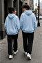 Nexus Motion Couple Lover's Combination Blue Black 3 Thread Oversize Sweatshirt Tracksuit Set Couple Combination - 2