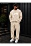 Men's Man Typography Printed Crew Neck Regular Fit Men's Tracksuit Set / Straight Leg Bottom