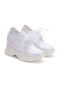 Women's White Lace High Wedge Heel Bridal Sneaker