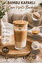 12474 Vanes Bamboo Lid Glass Cup with Straw 370 ml – Hot & Cold Beverage Cup with Leak-Proof Silicone Gasket