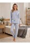 Women's Long Sleeve Crew Neck Polar Bear-Penguin Printed Cotton Pajama Set