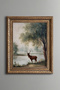 Deer on the Edge of the Forest Lake - Vintage Patterned Painting - Thick Model
