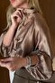 Jakarli Standing Collar, Gold Buttoned Thin Bomber Jacket Shirt Per9775 - 5