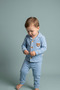 Teddy Bear Appliqued Baby Boy Pajama Set - 2