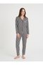 Women's Long Sleeved Striped Front Buttoned Pajama Set Black and White Striped - 3