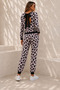 Women's Long Sleeve Crew Neck Two Yarns Blouse and Pants Two Piece Set with Bow at the Back, Bottom Top Set - 2