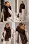 Unisex Premium Soft Boucle Scarf – Soft Textured Fringed Winter Scarf - Brown - 3