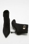 Women's Black Suede Buckle Detailed Heeled Boots - 4