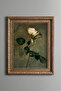 White Rose on Green Background - Vintage Patterned Painting - Thick Model