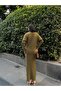 Women's Khaki Soft Textured Long Ribbed Knit Dress - 8