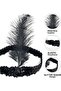 Black Color Feathered Charleston Hair Band Headband (K0) - 3