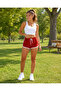|   Women's Retro Shorts with White Piping on the Sides (Tile Red) - 5