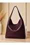Women's Burgundy Faux Leather Basket Patterned Shoulder Bag