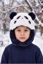 1-3 Years Old Boy's Plush Fleece Lined Winter Beanie with Figure and Tie-Down Feature at the Neck
