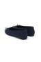 Navy Blue Color Patent Leather Suede Garnished Round Toe Women's Ballerinas - 5
