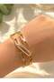 Women’s Wide Hollow Square Bangle Bracelet, Stainless Steel 18K Gold Plated Anti-Tarnish Elegant Fashion Jewellery - 2