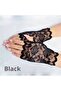 Black Lace Fingerless Short Gloves (K0) - 3
